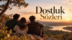 Dostluk Sözleri kapak görseli, manzaraya karşı birlikte oturan üç yakın arkadaş