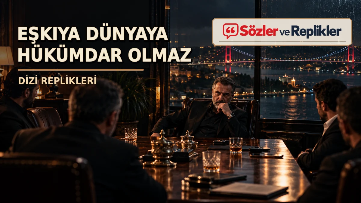 Eşkıya Dünyaya Hükümdar Olmaz replikleri başlıklı, İstanbul Boğazı manzaralı toplantı odasında bir araya gelen takım elbiseli adamların yer aldığı temsili dizi kapağı