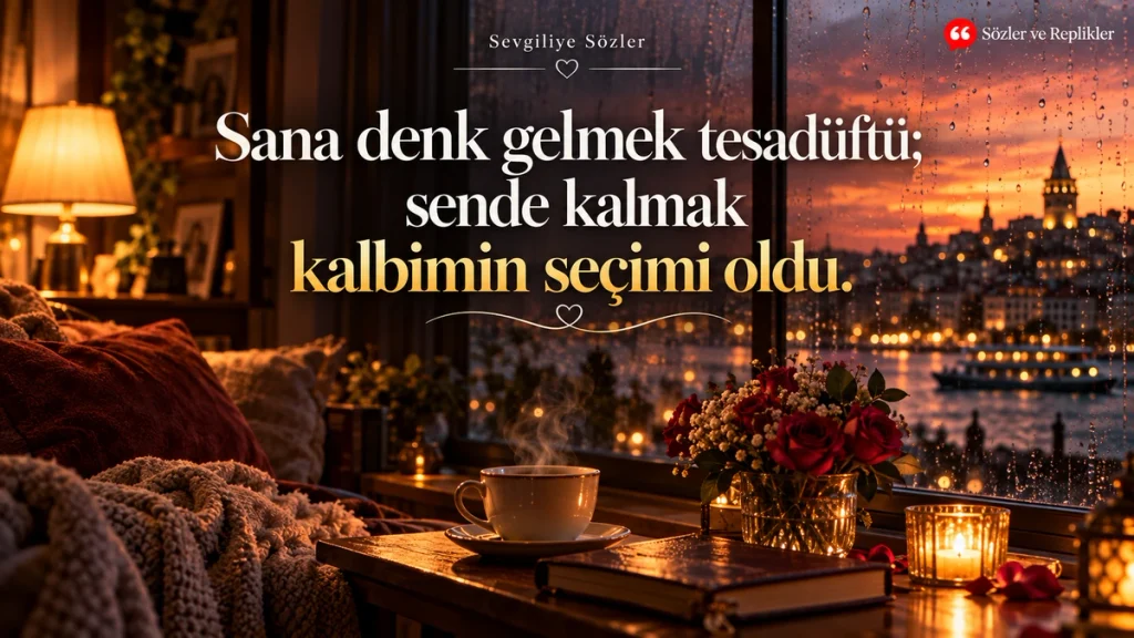 Sana denk gelmek tesadüftü; sende kalmak kalbimin seçimi oldu. – Sevgiliye sözler