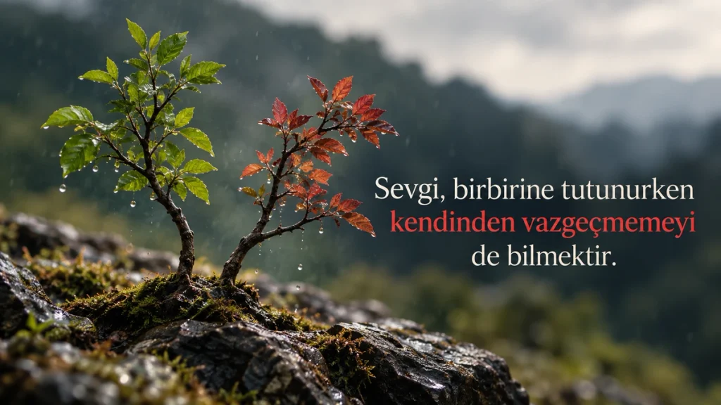 Sevgi, birbirine tutunurken kendinden vazgeçmemeyi de bilmektir. – Anlamlı sözler