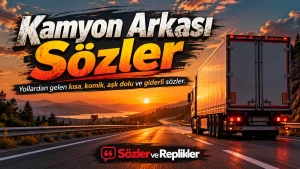 Gün batımında virajlı dağ yolunda ilerleyen beyaz kamyonun bulunduğu, Kamyon Arkası Sözler başlıklı kapak görseli.