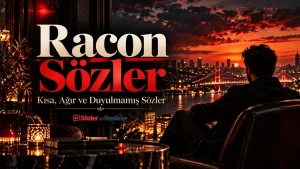 Racon Sözler başlıklı, İstanbul Boğazı'nın gün batımında görüldüğü sinematik kapak görseli.